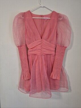 Sugar Thrillz Women's Pink Puff-Sleeve Mini Dress